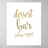 Dessert Bar Gold Glitzer 8x10 Hochzeitszeichen Poster (Vorne)