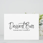 "Dessert Bar" Hochzeitszeichen | Stilvolle Handsch Einladung (Stehend Vorderseite)