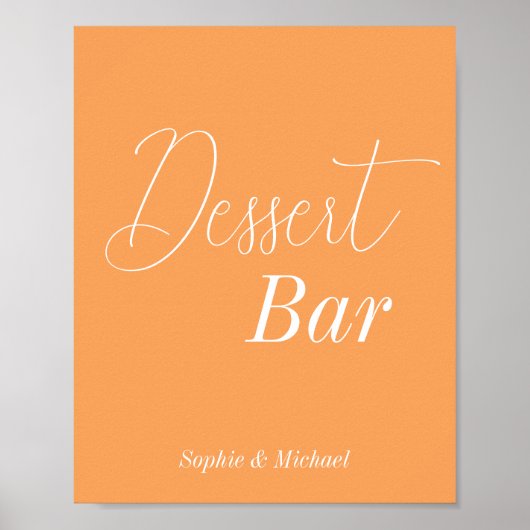 Dessert Bar Orange Babydusche Hochzeit Poster (Vorne)