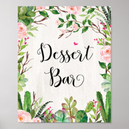 Dessert Bar Sign Pink Floral Fiesta Dusche Zeichen Poster