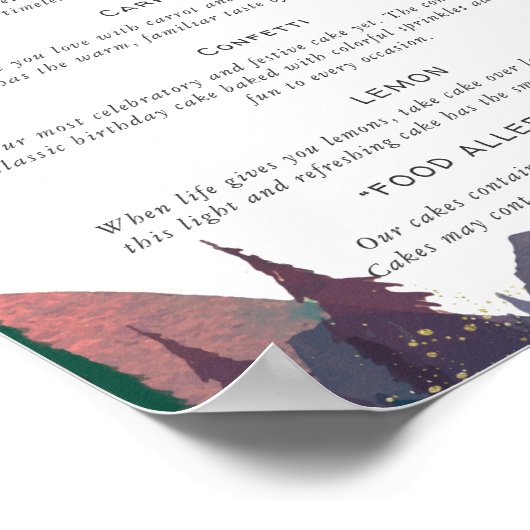 Dessert Bar Sign Wedding Poster (Ecke)