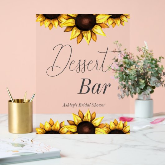 Dessert Bar Sonnenblumen Hochzeit Brautparty Acrylschild (Hochzeit)