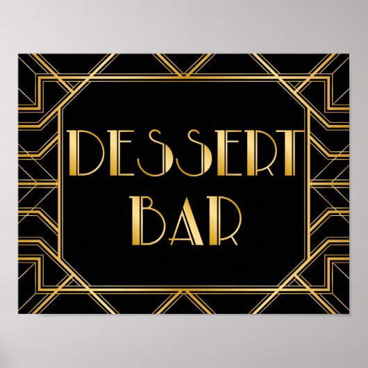 Dessert Bar Wedding Sign | Gatsby Art Deco Poster (Vorne)