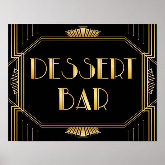 Dessert Bar Wedding Sign | Gatsby Art Deco Poster (Vorne)