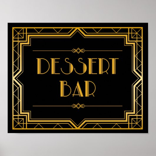 Dessert Bar Wedding Sign | Gatsby Art Deco Poster (Vorne)