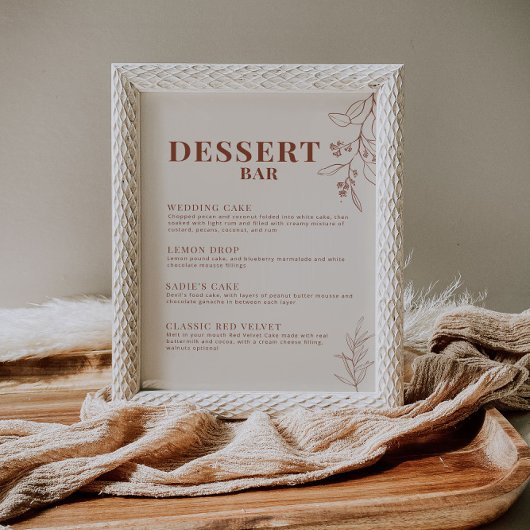 Dessert Bar Wedding Sign Poster