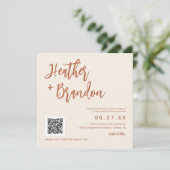 Dessert Boho QR Code Wedding Square Einladung (Stehend Vorderseite)