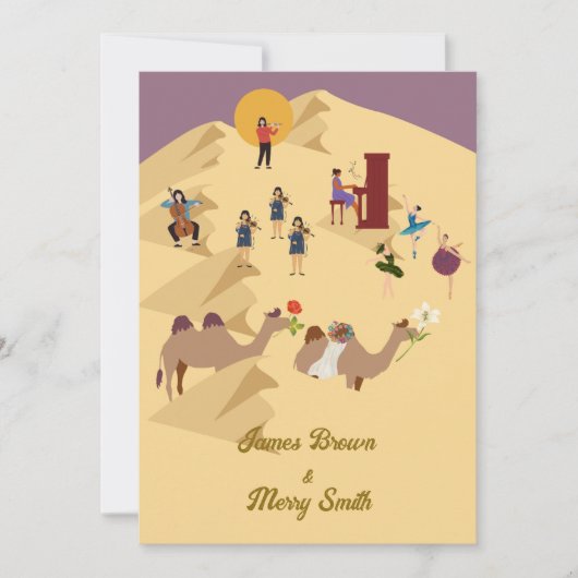 Dessert Camels in Liebe Musicians Ballerina Weddin Einladung (Vorderseite)