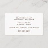 Dessert Caterer Koch Süßigkeiten Maker Visitenkarte (Rückseite)