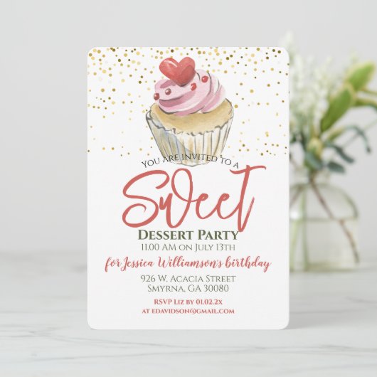 Dessert Cupcake Party Einladung (Stehend Vorderseite)