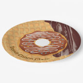 Dessert, Donut Choco-Glasur, geschmolzene Schokola Pappteller (Schrägansicht)