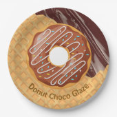 Dessert, Donut Choco-Glasur, geschmolzene Schokola Pappteller (Vorderseite)