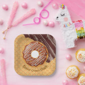 Dessert, Donut Schokoglasur, Schokolade geschmolze Pappteller (Party)