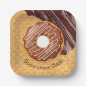 Dessert, Donut Schokoglasur, Schokolade geschmolze Pappteller (Vorderseite)