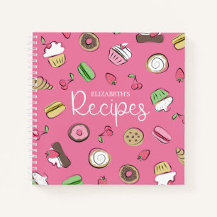 Dessert Doodles Pink Backwaren Rezepte   Name Notizblock