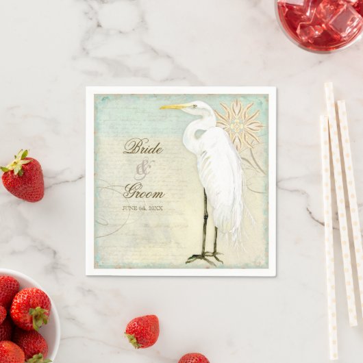 Dessert Empfang Napkin Great Egret Coastal Beach Serviette (Beispiel)