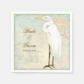 Dessert Empfang Napkin Great Egret Coastal Beach Serviette (Vorderseite)