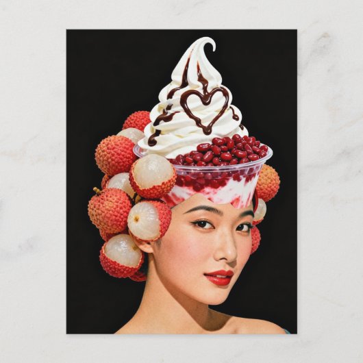 Dessert Frau Postkarte (Vorderseite)
