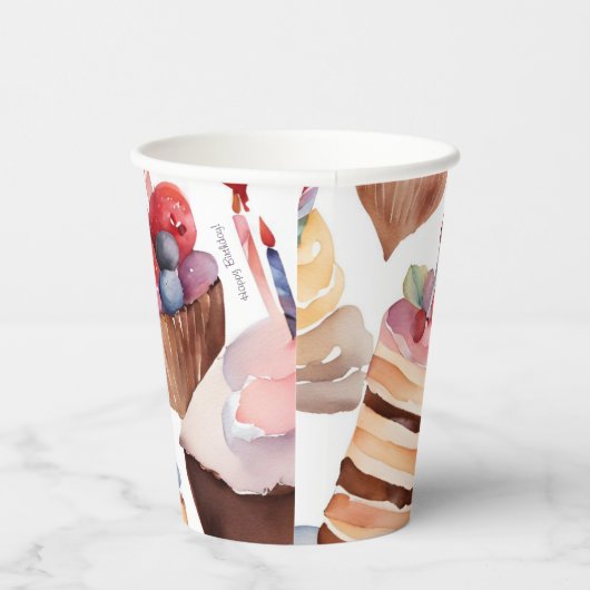 Dessert Geburtstag | Mehrfarbigkeit Pappbecher (Rechts)