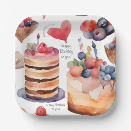 Dessert Geburtstag | Mehrfarbigkeit Pappteller