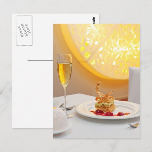 Dessert im Restaurant Postkarte (Vorne/Hinten)