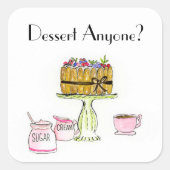Dessert jemand? Wasserfarbe Charlotte Kaffee Kaffe Quadratischer Aufkleber (Vorderseite)