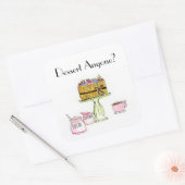 Dessert jemand? Wasserfarbe Charlotte Kaffee Kaffe Quadratischer Aufkleber (Umschlag)