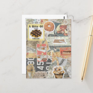 Dessert & Kaffee Vintage-Ephemere Decoupage Postkarte