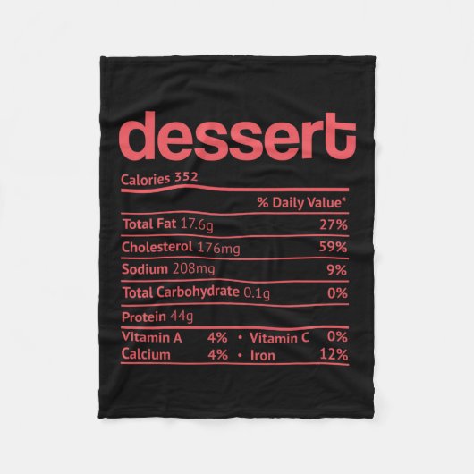Dessert Nutrition Fact Funny Erntedank Christma Fleecedecke (Vorderseite)