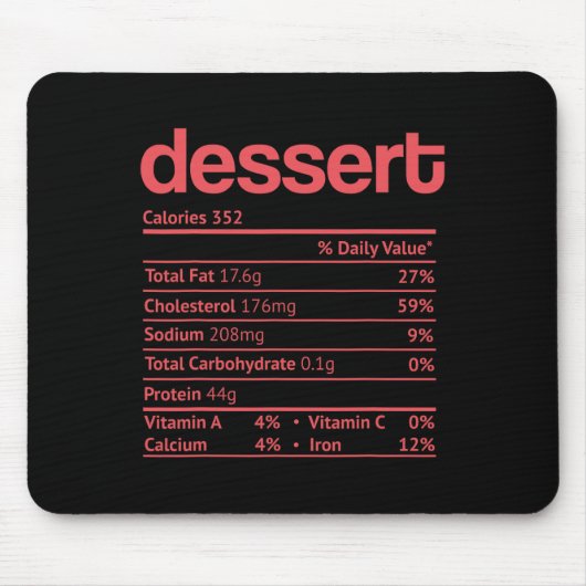 Dessert Nutrition Fact Funny Erntedank Christma Mousepad (Vorne)