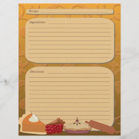 Dessert Pie Theme Orangenrezeptseite (Vorderseite)