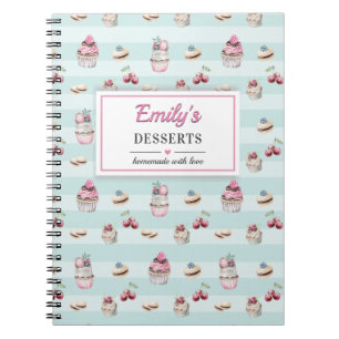 Dessert Rezept Book Baker Koch Cook Blank Notebook Notizblock