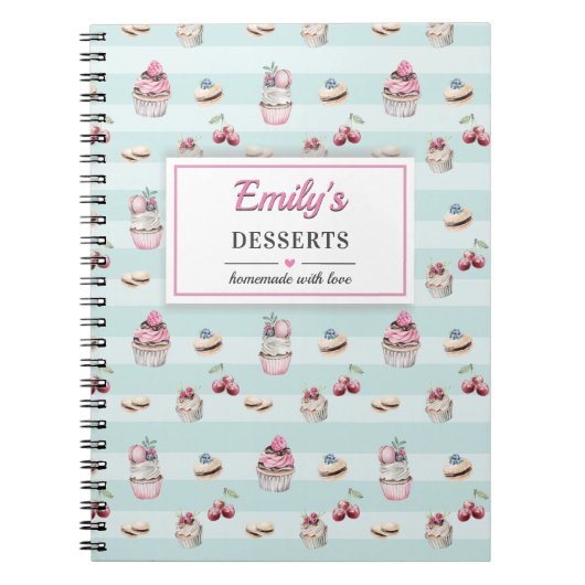 Dessert Rezept Book Baker Koch Cook Blank Notebook Notizblock (Vorderseite)