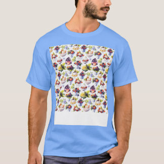 Dessert Seamless Pattern Patisserie Kawaii Niedlic T-Shirt