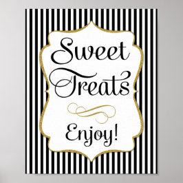 Dessert Sign Black Gold Sweet Leckereien Poster