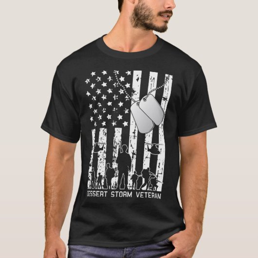 Dessert Storm Veteran American Flag Military Army T-Shirt (Vorderseite)