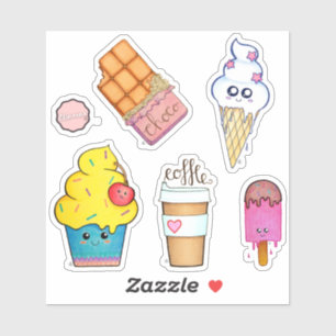 Dessert Time - Niedlicher Cartoon Sweet Leckereien Aufkleber