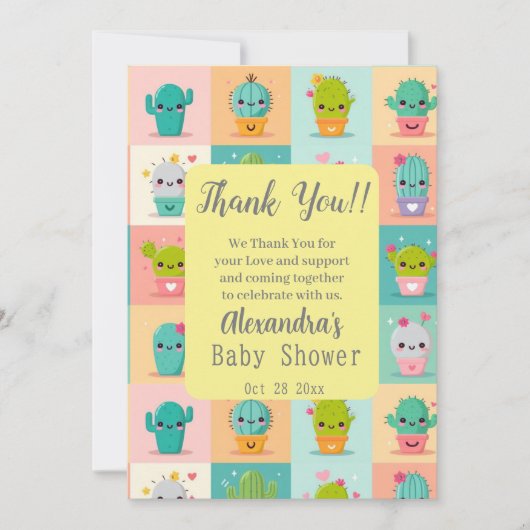 Dessertkaktus & Sukkulent Niedliche Kawaii Babydus Dankeskarte (Vorderseite)