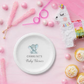 Dessertplatte, Blue Elephant Baby Shower Plate Pappteller (Party)