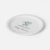 Dessertplatte, Blue Elephant Baby Shower Plate Pappteller (Schrägansicht)
