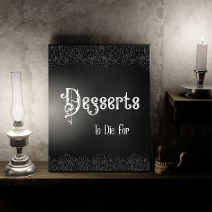Desserts Black Lace Gothic Wedding Table Sign Fotoplatte