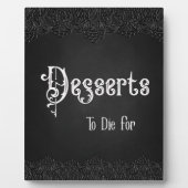 Desserts Black Lace Gothic Wedding Table Sign Fotoplatte (Vorderseite)