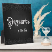 Desserts Black Lace Gothic Wedding Table Sign Fotoplatte (Seite)