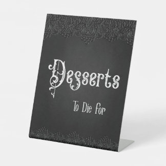 Desserts Black Lace Gothic Wedding Table Sign Sockelschild