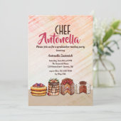 Desserts Koch Graduation Party Einladung (Stehend Vorderseite)