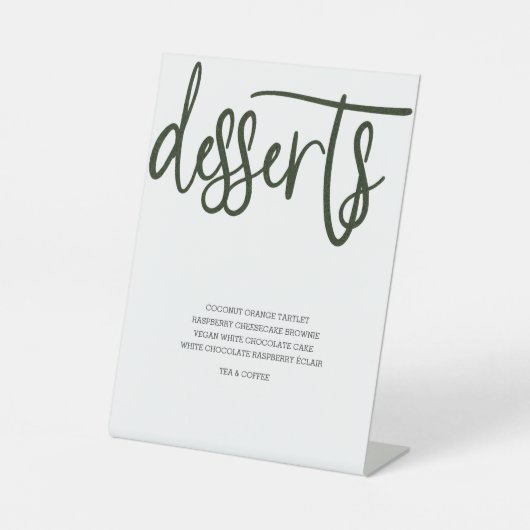 Desserts Menü Hochzeit Kunstrasen Sockelschild (Vorderseite)