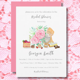 Desserts mit Mixer und Rosen Brautparty Einladung