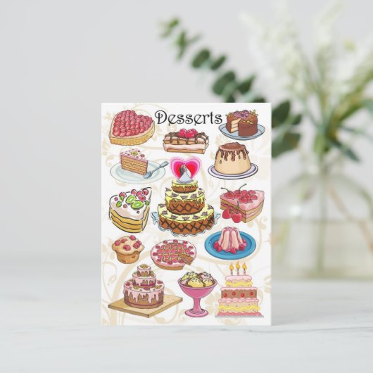 Desserts Postkarte (Stehend Vorderseite)