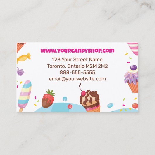 Desserts und Candies Business Card | Candy Shop Visitenkarte (Rückseite)