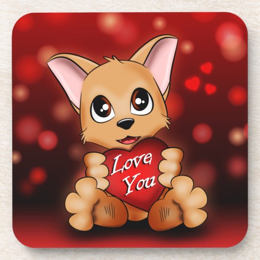 Dessous-de-verre Le chiot t'aime Getränkeuntersetzer (Vorderseite)
